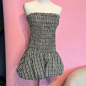 Missguided Gingham Strapless Dress